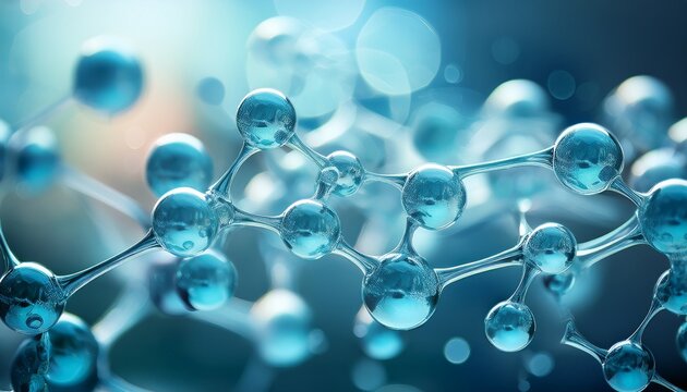 Pfas Molecule Close Up Shimmering Aqua Bubbles On Blurred Background