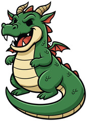 Fototapeta premium Cartoon Dragon Character with Playful Expression for Fantasy, Kids' Media, and Animation Projects