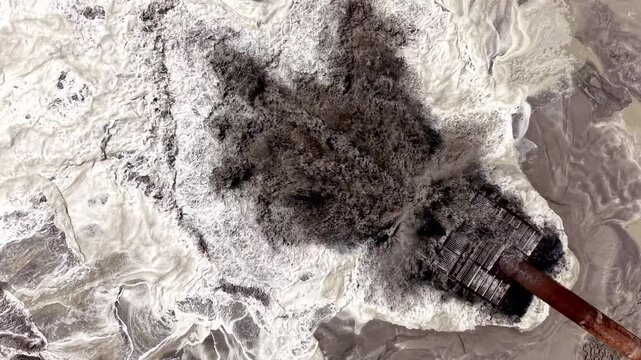 Sand being pumped to the beach shore Delray beach Florida 2026