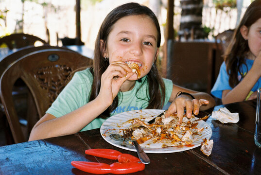 Enjoying a Seafood Feast, Family summer travel. Film