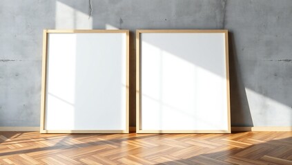 Two empty frames leaning against a wall