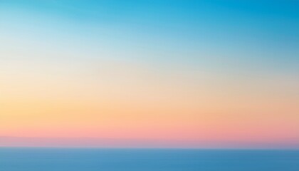 Fototapeta premium Soft Horizontal Gradient Blend Of Light Pastel Blue Pink Yellow And Peach Tones