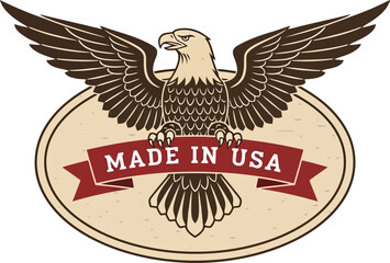 Vintage Made in USA Eagle Emblem with Ribbon and Retro Style © SAIF820