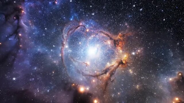 Awe-inspiring cosmic nebula glowing with vibrant colors and starry dust in the vastness of deep space, showcasing universal mystery.