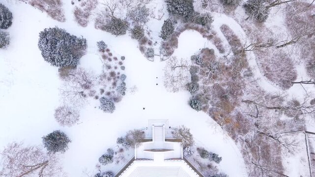 Winter City Park Drone Footage 