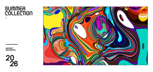 Colorful Abstract Art Banner with Fluid Shapes for Summer Collection