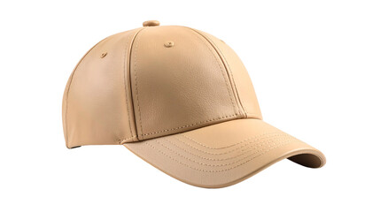 Fototapeta premium Beige baseball-style cap with structured panels and curved brim
