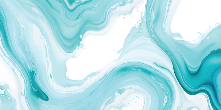 Abstract watercolor background with blue waves flowing water illustration for creative design projects isolated on white