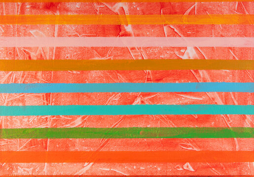 Textured Abstract Painting with Colorful Horizontal Stripes
