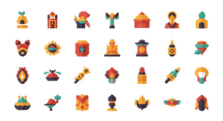 Fototapeta premium Chinese New Year and Lunar New Year celebration icons set.