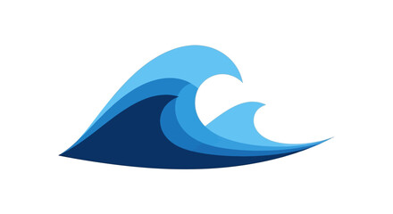 Obraz premium Stylized blue ocean waves cresting and flowing.