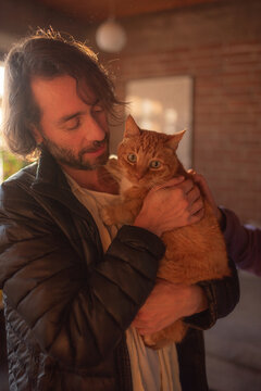 Man with cat