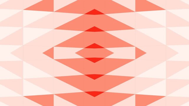 Vibrant geometric pattern in coral and white, showcasing intricate triangles and diamonds in a dynamic abstract design, ideal for modern digital backgrounds