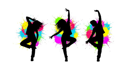 Dynamic Silhouettes of Dancers with Vibrant Paint Splashes. © Awaludin