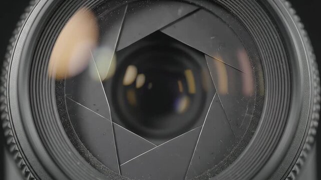 Camera aperture blades close up shot