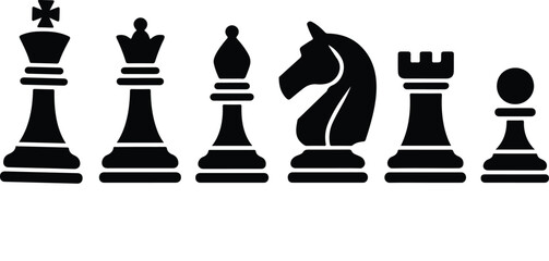 Chess Piece Silhouette Icon Set Classic Smart Board Game Symbols © Md