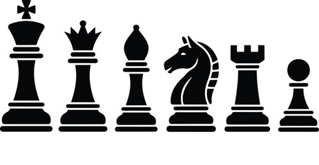 Chess Piece Silhouette Icon Set Classic Smart Board Game Symbols © Md