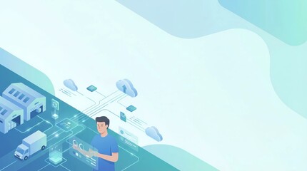 Cloud Based Logistics Management System Banner with Smart Warehouse Integration