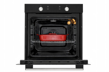Obraz premium Open Black Electric Oven Interior