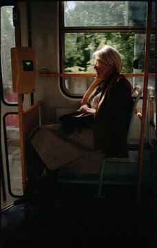 Senior woman in the tram