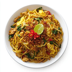 Indonesian Fried Noodles with Garnish