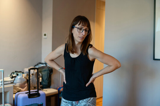 woman in the hotel room