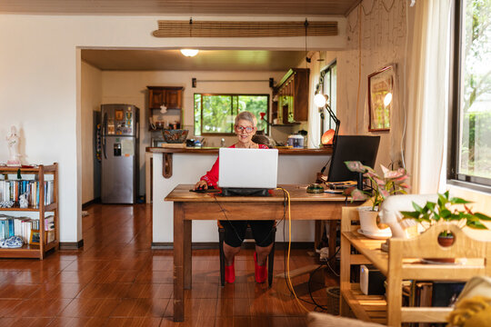 Senior woman working from home


