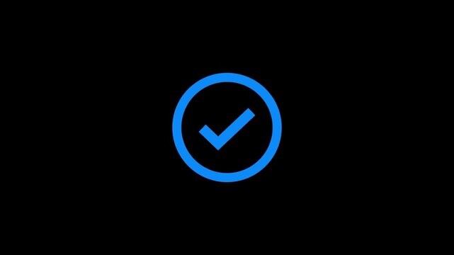 Blue checkmark icon on black background
