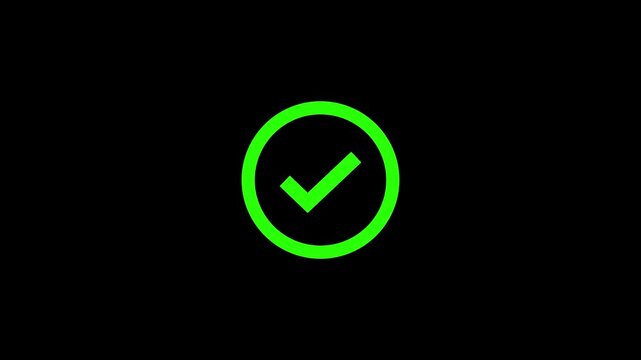 Green checkmark on black background
