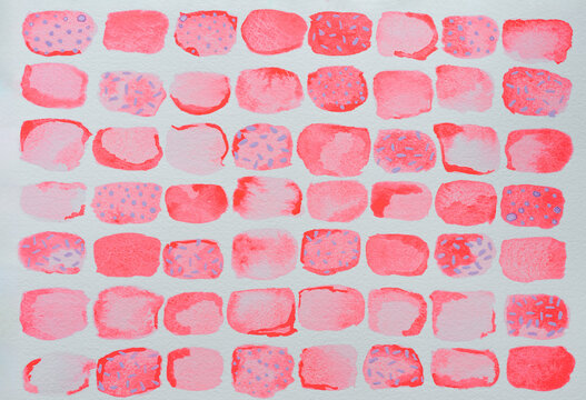 Neon pink brushstrokes and purple doodles