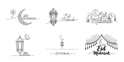 Obraz premium Eid Mubarak celebration elements bundle collection for festive design