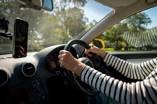 senior woman driving