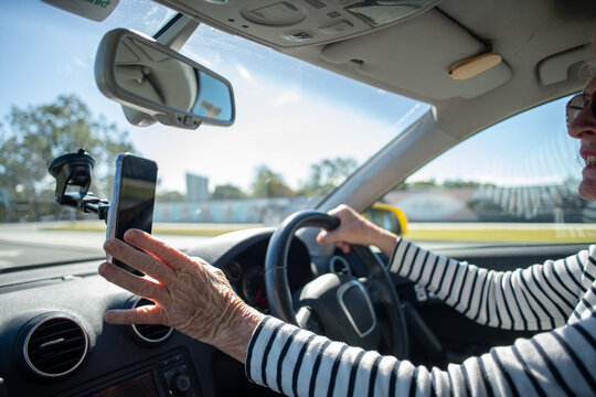 senior woman driving
