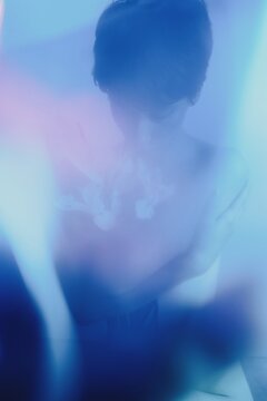 Abstract woman portrait in blue color