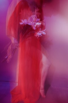 Red color fashion - Motion blur