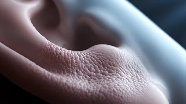 Close Up Macro Shot of Skin Texture and Bumps with Soft Blue and Pink Lighting and Dark Background