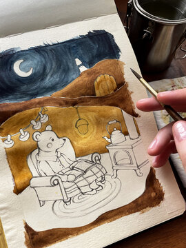 Illustrating an autumn drawing.