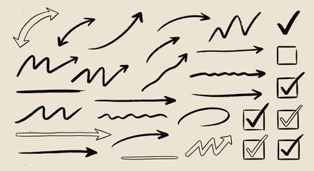 Hand drawn arrows and checkmarks for design elements