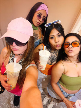 Friends Enjoying Drinks Together