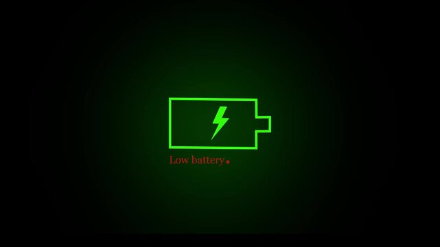 Animated icon Low  charge battery.  Battery monitor screen pixel .charging icon, simple battery charging and filling animation. 4k video.
