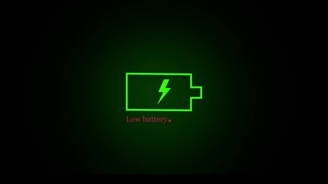 Animated icon Low  charge battery.  Battery monitor screen pixel .charging icon, simple battery charging and filling animation. 4k video.