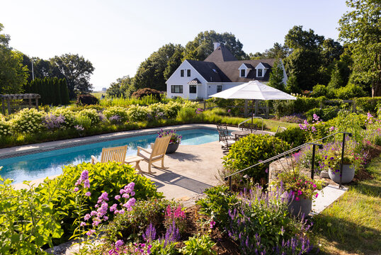 Swimming Pool water  Luxury House backyard 