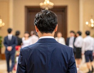 男性　結婚式　後ろ姿