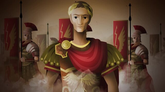 julius caesar before a conquering roman army