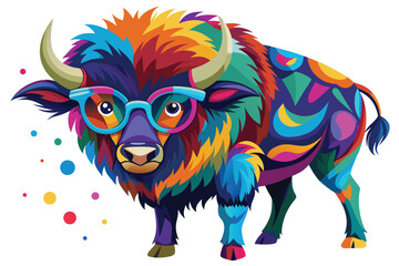 Naklejka premium Colorful artistic bison vector illustrate 