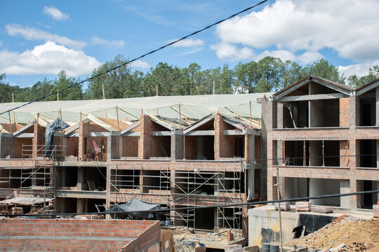Construction Site for Residential Buildings in a Wooded Area