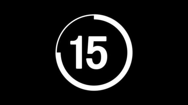 20 second countdown timer animation from 20 seconds to 0 seconds on a transparent background. Modern flat design with animation. High quality 4K video.