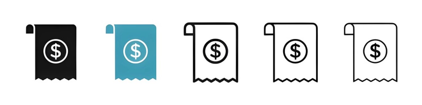 Invoice Icon. Pay Tax Receipt Vector Icon, Order Total Bill Paper Pictogram, Payroll Document Vector Icon for UI Designs. Thin line customizable illustration. Contour symbol. Vector isolated outline 