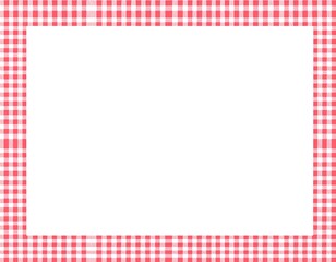 White rectangle bordered by a red and white gingham pattern