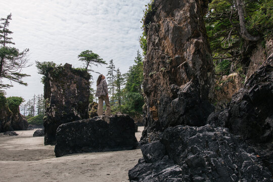 Beautiful Young Woman Exploring Stunning St. Josef Bay